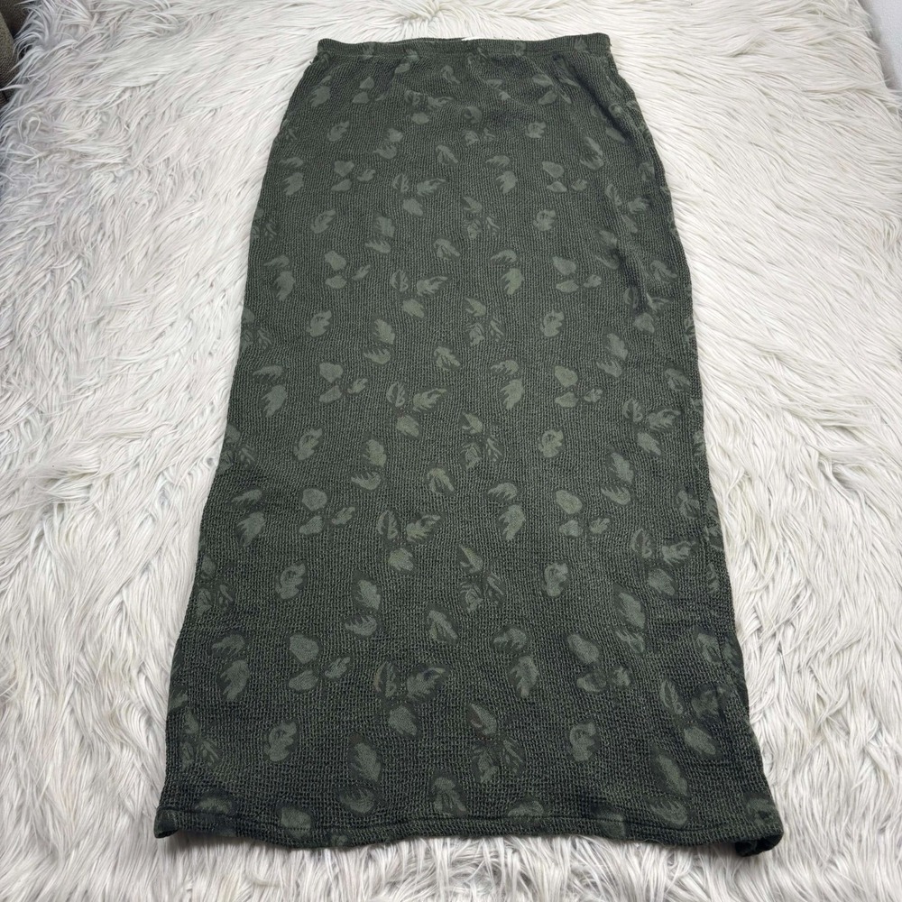 Cut Loose Women's M Green Woven Leaf Maxi‎ Skirt Forest Fairy Grunge Artsy